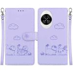 For Huawei nova 14 Cute Cats RFID Leather Phone Case(Purple)