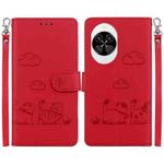 For Huawei nova 14 Cute Cats RFID Leather Phone Case(Red)