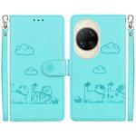 For Huawei nova 14 Ultra Cute Cats RFID Leather Phone Case(Green)