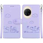 For Huawei nova 14 Ultra Cute Cats RFID Leather Phone Case(Purple)