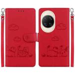 For Huawei nova 14 Ultra Cute Cats RFID Leather Phone Case(Red)