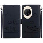 For Huawei nova 14 Ultra Cute Cats RFID Leather Phone Case(Black)