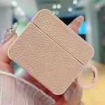 For AirPods 4 Litchi Texture Leather Sticker Earphones Protective Case(Rose Gold)