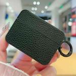 For AirPods Pro 2 Litchi Texture Leather Sticker Earphones Protective Case(Black)