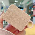 For AirPods Pro 2 Litchi Texture Leather Sticker Earphones Protective Case(Rose Gold)