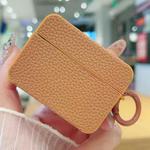For AirPods Pro 2 Litchi Texture Leather Sticker Earphones Protective Case(Brown)