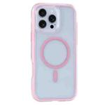 For iPhone 16 Pro Max Vacuum Airbag Y2 Series Transparent MagSafe Magnetic Phone Case(Pink)