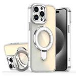 For iPhone 15 Pro Plating Gradient Discolor MagSafe Holder Phone Case(Transparent)