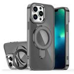 For iPhone 13 Pro Max Plating Gradient Discolor MagSafe Holder Phone Case(Clear Black)