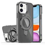 For iPhone 11 Plating Gradient Discolor MagSafe Holder Phone Case(Clear Black)