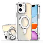 For iPhone 11 Plating Gradient Discolor MagSafe Holder Phone Case(Transparent)