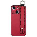 For iPhone 15 Plus Wavy Wristband Bracket TPU Phone Case(Red)