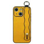 For iPhone 15 Wavy Wristband Bracket TPU Phone Case(Yellow)