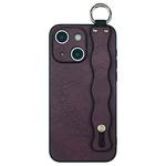 For iPhone 14 Plus Wavy Wristband Bracket TPU Phone Case(Wine Red)