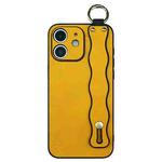 For iPhone 11 Wavy Wristband Bracket TPU Phone Case(Yellow)