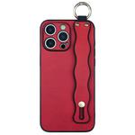 For iPhone 16 Pro Wavy Wristband Bracket TPU Phone Case(Red)