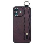 For iPhone 16 Plus Wavy Wristband Bracket TPU Phone Case(Wine Red)
