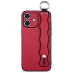 For iPhone 16 Plus Wavy Wristband Bracket TPU Phone Case(Red)