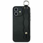 For iPhone 16 Wavy Wristband Bracket TPU Phone Case(Black)