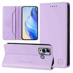 For Infinix Hot 12 Play RC01 Dual-Folded Magnetic Suction RFID Leather Phone Case(Light Purple)