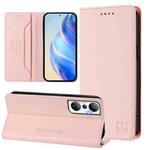 For Infinix Hot 20 4G RC01 Dual-Folded Magnetic Suction RFID Leather Phone Case(Pink)