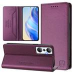 For Infinix Hot 20 4G RC01 Dual-Folded Magnetic Suction RFID Leather Phone Case(Violet)