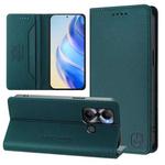 For Infinix Hot 20 Play RC01 Dual-Folded Magnetic Suction RFID Leather Phone Case(Dark Green)