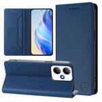 For Infinix Hot 30 Play 4G / NFC 4G RC01 Dual-Folded Magnetic Suction RFID Leather Phone Case(Dark Blue)