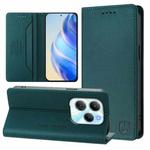 For Infinix Hot 40 4G / Hot 40 Play RC01 Dual-Folded Magnetic Suction RFID Leather Phone Case(Dark Green)