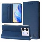 For Infinix Zero 30 5G RC01 Dual-Folded Magnetic Suction RFID Leather Phone Case(Dark Blue)