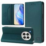 For Infinix Zero 40 4G / 5G RC01 Dual-Folded Magnetic Suction RFID Leather Phone Case(Dark Green)