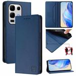 For Infinix Note 50s RC01 Dual-Folded Magnetic Suction RFID Leather Phone Case(Dark Blue)