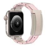 For Apple Watch 46mm / 49mm / 45mm / 44mm T-shaped Magnetic Buckle Stainless Steel Rubber Watch Band(Pink Starlight Buckle)