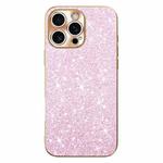 For iPhone 16 Pro Max Electroplating Star Diamond CD Texture Lens Ring Phone Case(Pink)