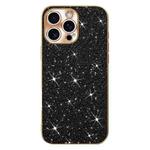 For iPhone 16 Pro Max Electroplating Star Diamond CD Texture Lens Ring Phone Case(Black)