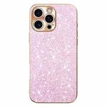 For iPhone 16 Pro Electroplating Star Diamond CD Texture Lens Ring Phone Case(Pink)