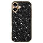 For iPhone 16 Plus Electroplating Star Diamond CD Texture Lens Ring Phone Case(Black)