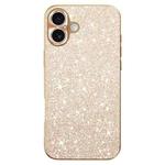 For iPhone 16 Plus Electroplating Star Diamond CD Texture Lens Ring Phone Case(Gold)