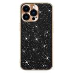 For iPhone 15 Pro Max Electroplating Star Diamond CD Texture Lens Ring Phone Case(Black)