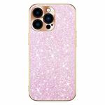 For iPhone 13 Pro Max Electroplating Star Diamond CD Texture Lens Ring Phone Case(Pink)