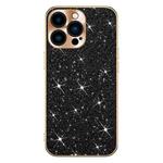 For iPhone 13 Pro Electroplating Star Diamond CD Texture Lens Ring Phone Case(Black)