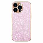 For iPhone 12 Pro Electroplating Star Diamond CD Texture Lens Ring Phone Case(Pink)