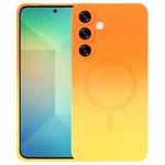 For Samsung Galaxy S25 5G Liquid TPU Silicone Gradient MagSafe Phone Case(Orange Yellow)