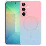For Samsung Galaxy S25+ 5G Liquid TPU Silicone Gradient MagSafe Phone Case(Pink Blue)