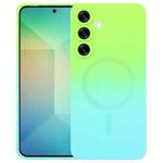 For Samsung Galaxy S25+ 5G Liquid TPU Silicone Gradient MagSafe Phone Case(Cyan Blue)