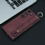 For Samsung Galaxy S21 Ultra 5G Wavy Wristband Bracket TPU Phone Case(Wine Red)