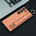 For Samsung Galaxy S23+ 5G Wavy Wristband Bracket TPU Phone Case(Pink)
