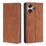 For Redmi 13 4G Skin Feel Magnetic Leather Phone Case(Light Brown)