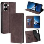 For Redmi Turbo 4 Skin Feel Magnetic Leather Phone Case(Dark Brown)