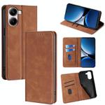 For Redmi Turbo 4 Skin Feel Magnetic Leather Phone Case(Light Brown)
